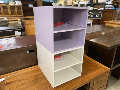 CRATE & BARREL Pair of White & Lavender Cube Storage Units