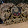 Old School Gold Plastic Peacock Clock