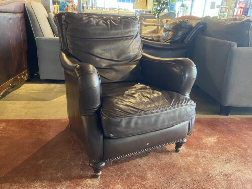 Dark Espresso Brown Stud Trim Armchair
