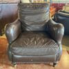 Dark Espresso Brown Stud Trim Armchair