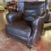 Dark Espresso Brown Stud Trim Armchair