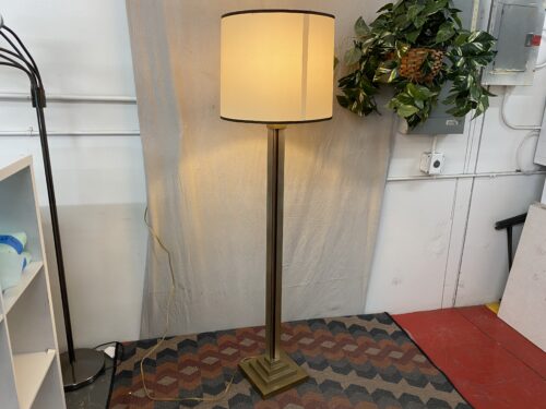 Brown & Brass Floor Lamp w/ Square Base
