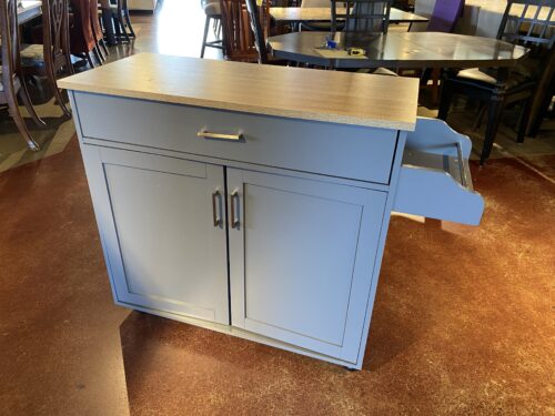 Wood Top Rolling Kitchen Island - Stormy Grey