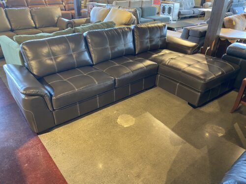Sleek L-Shaped Sofa with White Stitching