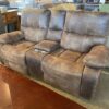 Soft Brown Power Reclining Loveseat with Cupholder