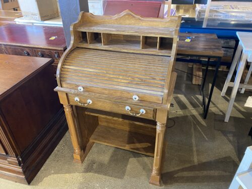 Petite Oak Roll Top Secretary Desk