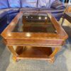 Coffee Table with Recessed Glass Top and Lower Shelf