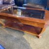 Coffee Table with Recessed Glass Top and Lower Shelf