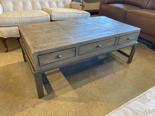 Reclaimed Wood Coffee Table with Six Drawers