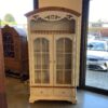 Farmhouse Style Two Tone Hutch with Glass Shelves