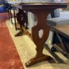 Dark Wood Console Table with Trestle Base and Curved Legs