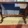Dark Wood Console Table with Trestle Base and Curved Legs