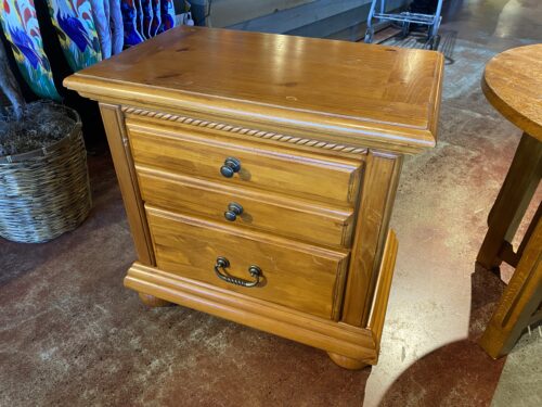 Traditional Two Drawer Nightstand with Rope Carved Detail