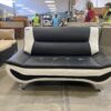 Black and White Leather Modern Gaming Loveseat