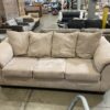 Soft Tan Pillow Backed Saddle Arm Sofa