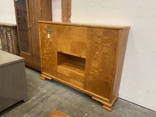 Beautifully Burled Secretary Buffet and Cabinet