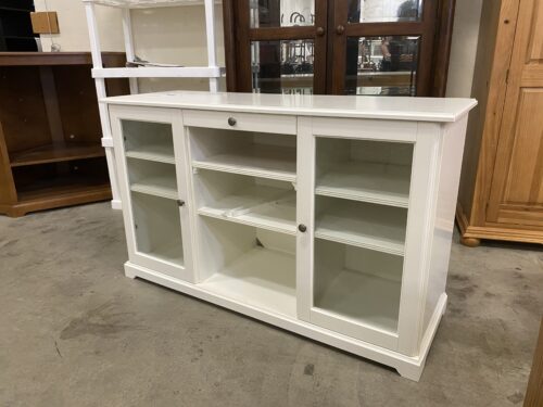 White Wood Glass Door Media Center