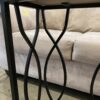 White Marble Sofa Table with Black Metal Helix Base
