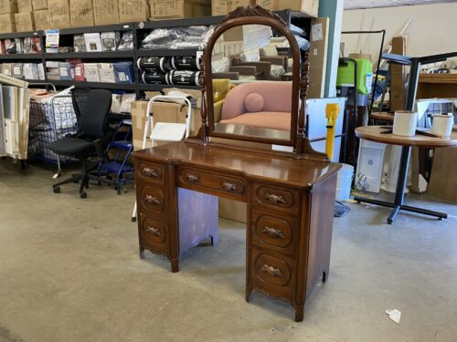 DAVIS CABINET COMPANY Solid Black Walnut Vanity with Carved Pulls