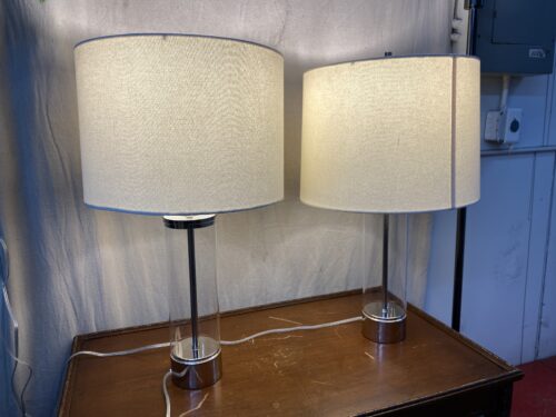 WEST ELM Pair of Metal & Glass Table Lamps