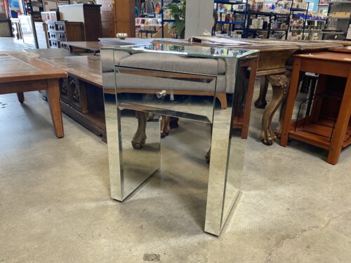 Silver Mirrored Single Drawer Nightstand