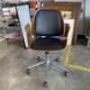 Black Leather Bentwood Framed Rolling Office Chair