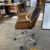 Black Leather Bentwood Framed Rolling Office Chair