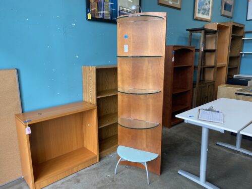 Retro Futuristic Half-Circle Glass Display Shelf