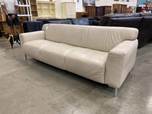Creamy Leather 3 Seater Modern Sofa