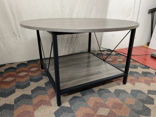 Round Grey Wooden 2-Tier Coffee Table