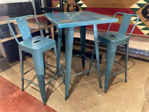 Rough & Tumble Teal Metal Patio Table Set