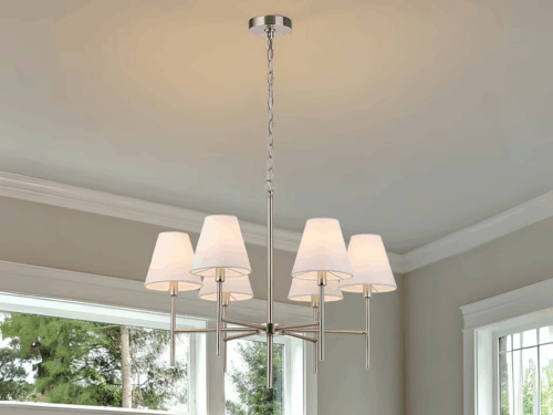 NEW! ALLEN + ROTH Vitta 6 Light Chandelier in Brushed Nickel