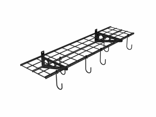 NEW! FLEXIMOUNTS 1'x4' Black Wall Shelf 1-Pack w/ Hook Set