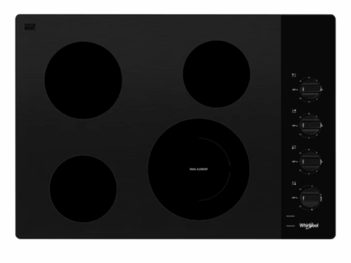 NEW! WHIRLPOOL 30-in 4 Burner Smooth Surface Black Electric Cooktop Model #WCE55US0HB1