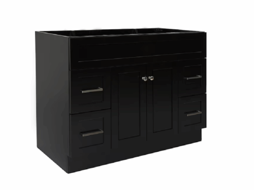 ARIEL Hamlet 42" Black Bathroom Vanity Base Cabinet