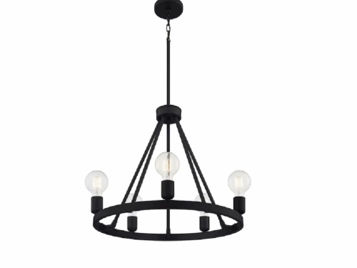 QUOIZEL Pendle Brook 5 Light Matte Black Chandelier