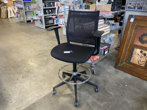 Black Mesh-Backed Rolling Drafting Chair