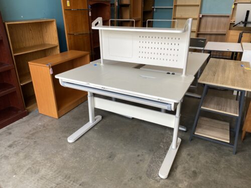White Tilt-Top Desk with Hutch Shelf