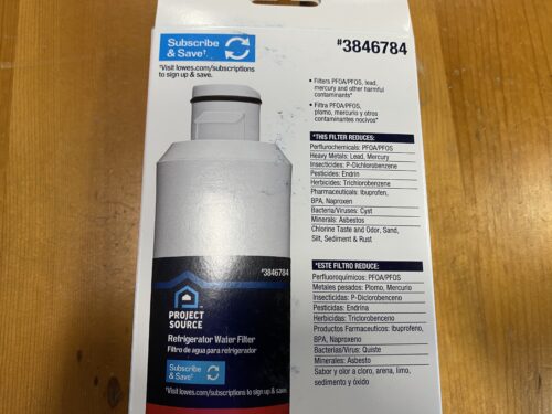 NEW! PROJECT SOURCE Refrigerator Water Filter 2 Pack S-2-2