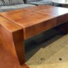 Modern Brown Leather Coffee Table w/ Contrast Stitching