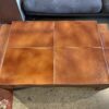 Modern Brown Leather Coffee Table w/ Contrast Stitching