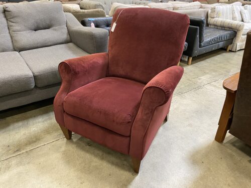 Soft Red Deep Recline Roll Arm Chair