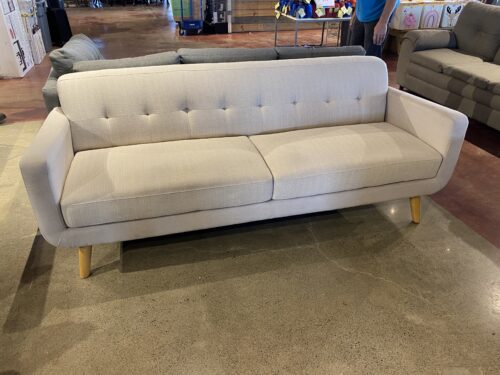 Modern Light Grey Couch with Tufted Back