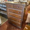 BASSETT Satin Wood Finish Six Drawer Tallboy