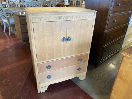 Art Deco Cocktail Cabinet with Decorative Carved Top