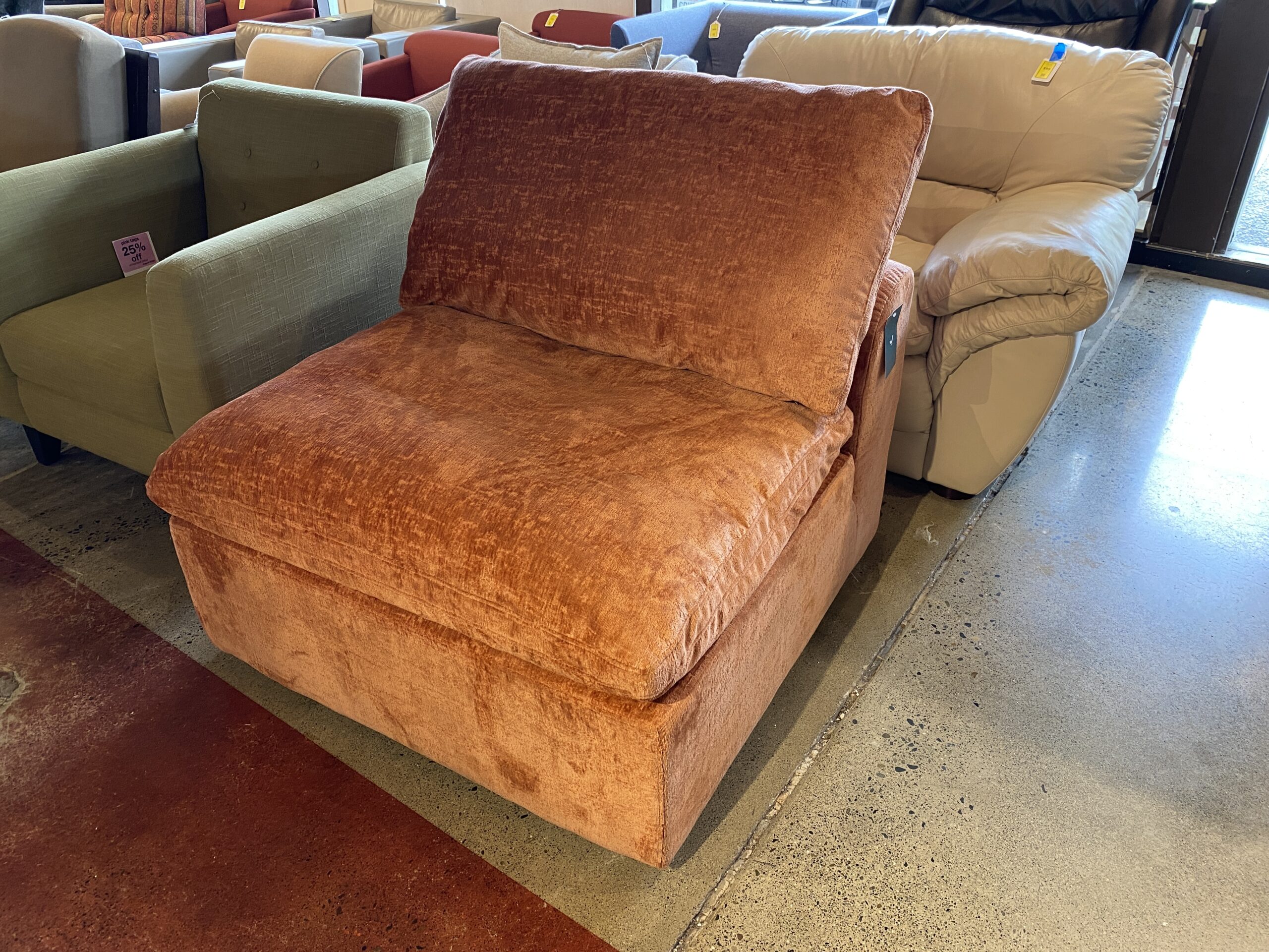 JOYBIRD Bryant Armless Chair – Plush Terra Rose