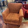 Red Club Chair with Circle and Square Pattern