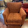 Red Club Chair with Circle and Square Pattern