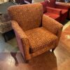 Red Club Chair with Circle and Square Pattern