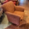 Red Club Chair with Circle and Square Pattern